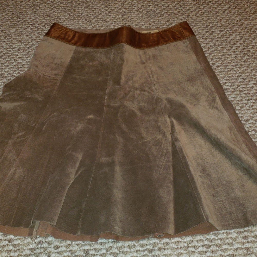 June brand real genuine real suede structured A line knee length skirt